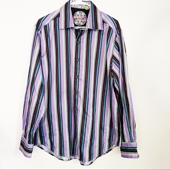 Robert Graham Men’s Classic Fit Multicolor Striped Button Shirt Size Large - Picture 1 of 9